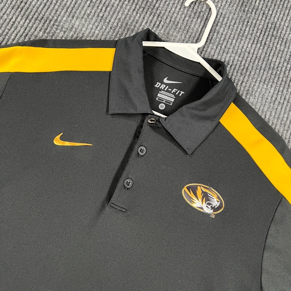 Missouri Tigers Polo Shirt Mens Medium Black Short Sleeve Nike SEC NCAA Football